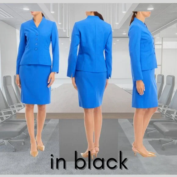 NWT - Four Button Collarless Jacket and Slim Skirt Suit Set - #50041991 - Picture 5 of 9